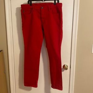 Abercrombie & Fitch Mens Red Denim Skinny Jean Size 36x32